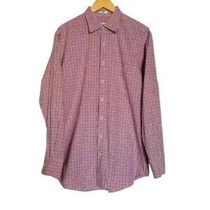 Peter Millar Mens Large 100% Cotton Button Down Gingham